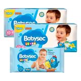 Kit Babysec Fralda Descartável Ultrasec Galinha Pintadinha Xg 120 Tiras + Toalha Umedecida Ultrafresh 46 Unidades