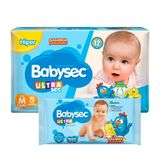 Kit Babysec Fralda Descartável Ultrasec Galinha Pintadinha M 72 Tiras + Toalha Umedecida Ultrafresh 46 Unidades