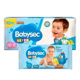 Kit Babysec Fralda Descartável Ultrasec Galinha Pintadinha Xg 60 Tiras + Toalha Umedecida Ultrafresh 46 Unidades