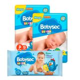 Kit Babysec Fralda Descartável Ultrasec Galinha Pintadinha P 92 Tiras + Toalha Umedecida Ultrafresh 46 Unidades