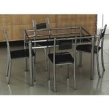 Conjunto de Mesa com 4 Cadeiras Thays Prata e preto - única