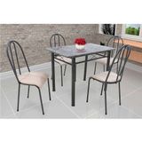 Conjunto de Mesa de Cozinha 4 Cadeiras Genebra Preto e Nature