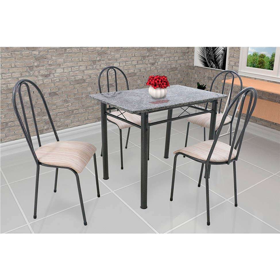 Conjunto de Mesa de Cozinha 4 Cadeiras Genebra Preto e Nature Menor preço em Conjunto de Mesa de Cozinha 4 Cadeiras Genebra Preto e Nature