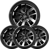 4x Calota Sandero Logan Aro 15 Black Com Logo Relevo 6005