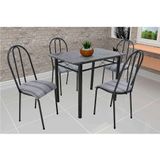 Conjunto de Mesa de Cozinha 4 Cadeiras Genebra Preto Listrado