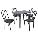 Conjunto de Mesa de Cozinha 4 Cadeiras Genebra Preto e Petróleo