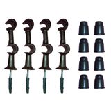 Kit 4 Suporte Varão Duplo Cortina Ponteira 19-19mm Imbuia