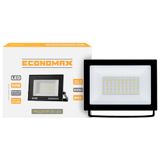 Refletor Economax Led 50w Slim Preto 6,5k 3000h
