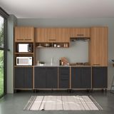 Cozinha Completa Modulada 6 Peças Com Gabinete Para Pia Havana Multimóveis Cr20315 Rovere/grafite