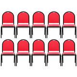 Kit 10 Cadeiras Hoteleiras Auditório Empilhável Sintético M23 Vermelho - Mpozenato