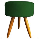 Puff Redondo Suede Cores Pé Palito 25cm Castanho - Verde, Suede