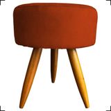 Puff Redondo Suede Cores Pé Palito 25cm Castanho - Terracota, Suede