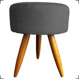 Puff Redondo Suede Cores Pé Palito 25cm Castanho - Cinza, Suede