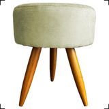 Puff Redondo Suede Cores Pé Palito 25cm Castanho - Bege, Suede