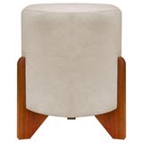 Puff Redondo Eloah Suede Cores Pe Castanho - Bege, Suede