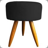 Puff Redondo Suede Cores Pé Palito 25cm Castanho - Preto, Suede