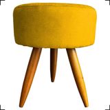 Puff Redondo Suede Cores Pé Palito 25cm Castanho - Mostarda, Suede