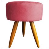 Puff Redondo Suede Cores Pé Palito 25cm Castanho - Rosê, Suede