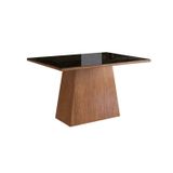 Mesa Para Sala De Jantar 120x90cm Com Vidro Lapidado Móveis Zamarchi Canela/preto