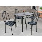 Conjunto de Mesa de Cozinha 4 Cadeiras Genebra Preto Floral