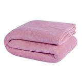 Manta Casal Padrão Soft Fleece Lisa 1 Peça - Rose