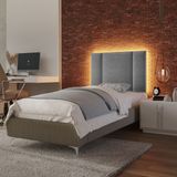 Cabeceira Estofada Cama Box Solteiro Com Led Splend 90 Cm