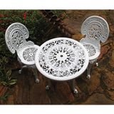 Conjunto de Mesa de Plástico Redonda 70cm e 2 Cadeiras Colonial Branco