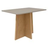 Mesa De Jantar 120x80cm Tampo Mdf/vidro Celebrare Móveis Lopas Amêndoa Clean/off White