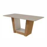 Mesa De Jantar 160x80cm Tampo Mdf/vidro Apogeu Móveis Lopas Amêndoa Clean/off White