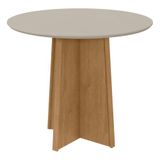 Mesa de Jantar 100x100cm Tampo MDF Celebrare Móveis Lopas Amêndoa Clean/Off White