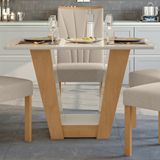 Mesa De Jantar 120x80cm Tampo Mdf/vidro Apogeu Móveis Lopas Amêndoa Clean/off White