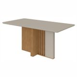 Mesa De Jantar 170x90cm Tampo Mdf/vidro Astrid Móveis Lopas Amêndoa Clean/off White