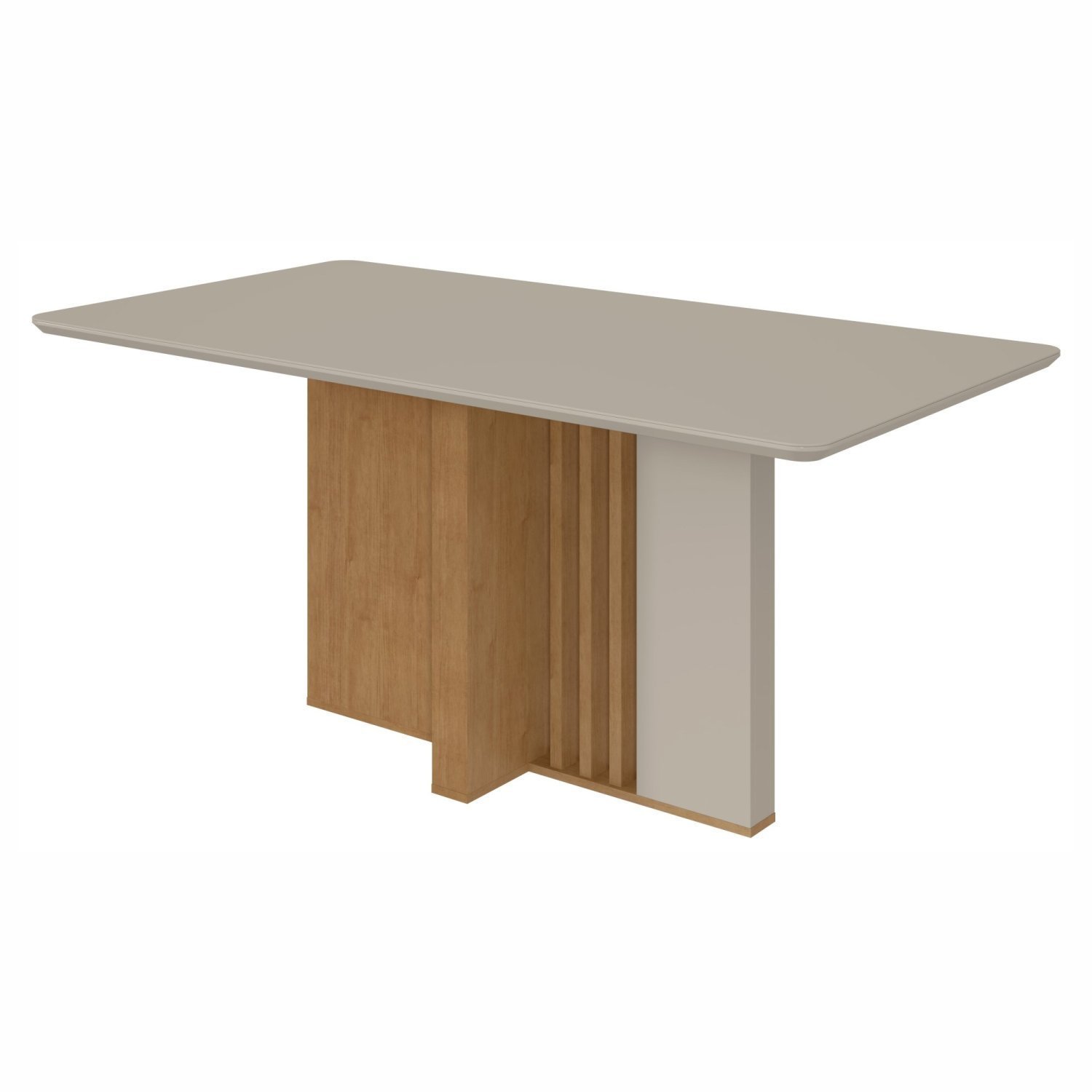 Mesa De Jantar 170x90cm Tampo Mdf/vidro Astrid Móveis Lopas Amêndoa Clean/off White