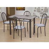 Conjunto de Mesa com 4 Cadeiras Sara 005 Craqueado Preto e Linho