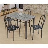 Conjunto de Mesa com 4 Cadeiras Sara 005 Craqueado Preto e Preto Flor