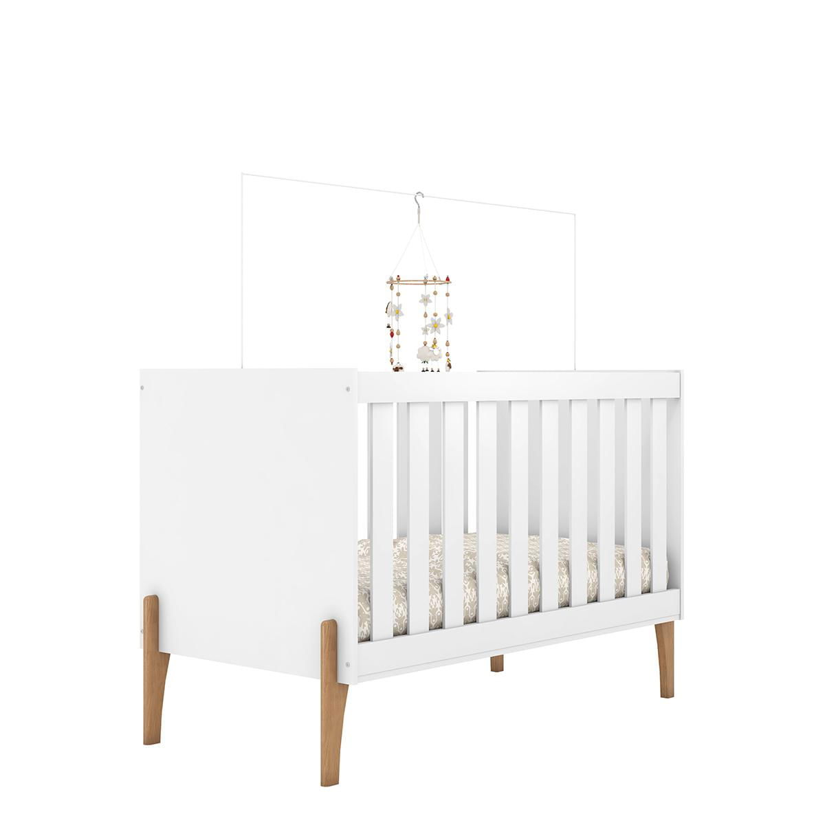 Berço Mini Cama Iris Com Suporte Para Mosqueteiro E Colchão Branco Acetinado