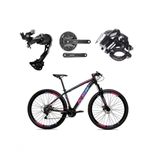 Bicicleta Aro 29 Ksw Xlt Alívio E Altus 27v Freio Hidráulico Garfo Trava - Preto-pink-azul Tam.19