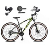 Bicicleta Aro 29 Ksw Xlt Deore E Altus 27v Freio Hidráulico Garfo Trava Pneu Faixa Bege - Preto-verde Tam.17