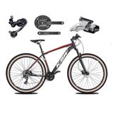 Bicicleta Aro 29 Ksw Xlt Deore E Altus 27v Freio Hidráulico Garfo Trava Pneu Faixa Bege - Preto-vermelho-branco Tam.19