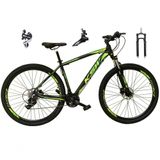 Bicicleta Aro 29 Ksw Xlt 24v Câmbio Shimano Acera K7 Garfo Trava Freio A Disco - Preto-verde Tam.19
