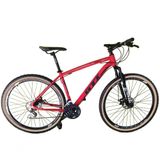 Bicicleta Aro 29 Gti Roma Alumínio 21v Freio A Disco Garfo Suspensão Pneu Faixa Bege - Vermelho Tam.17