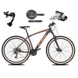 Bicicleta Aro 29 Ksw Xlt Alívio E Altus 27v Freio Hidráulico Garfo Trava Pneu Faixa - Preto-laranja Tam.17