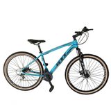 Bicicleta Aro 29 Gti Roma Alumínio 21v Freio A Disco Garfo Suspensão Pneu Faixa Bege - Azul Tam.17