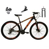Bicicleta Aro 29 Ksw Xlt 24v Câmbio Shimano Acera K7 Garfo Trava Freio A Disco - Preto-laranja Tam.19