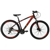 Bicicleta Aro 29 Ksw Xlt Alumínio 24v Câmbios Shimano Garfo Com Trava No Ombro - Preto-vermelho-laranja Tam.19