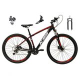 Bicicleta Aro 29 Ksw Xlt 24v Câmbio Shimano Acera K7 Garfo Trava Freio A Disco - Preto-vermelho-branco Tam.17