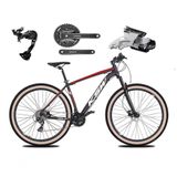 Bicicleta Aro 29 Ksw Xlt Alívio E Altus 27v Freio Hidráulico Garfo Trava Pneu Faixa - Preto-vermelho-branco Tam.15