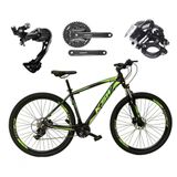 Bicicleta Aro 29 Ksw Xlt Alívio E Altus 27v Freio Hidráulico Garfo Trava - Preto-verde Tam.15