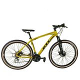 Bicicleta Aro 29 Gti Roma Alumínio 21v Freio A Disco Garfo Suspensão Pneu Faixa Bege - Amarelo Tam.15