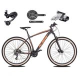 Bicicleta Aro 29 Ksw Xlt Deore E Altus 27v Freio Hidráulico Garfo Trava Pneu Faixa Bege - Preto-laranja Tam.19